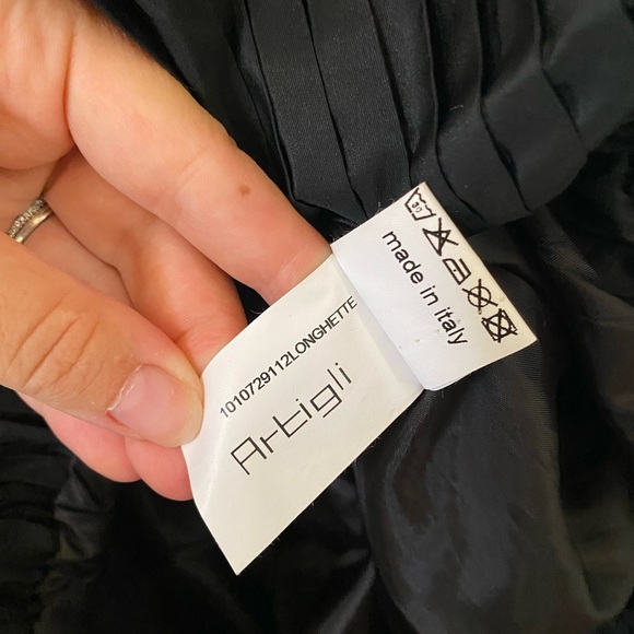 Artigli Made in Italy Black Pleated Mini Bubble Skirt Size 44 Luxury - Picture 6 of 9